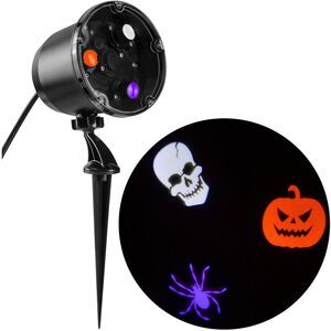 GEMMY LED LIGHT SHOW HALLOWEEN PROJECTION SPINNING Skull Pumpkin Spider